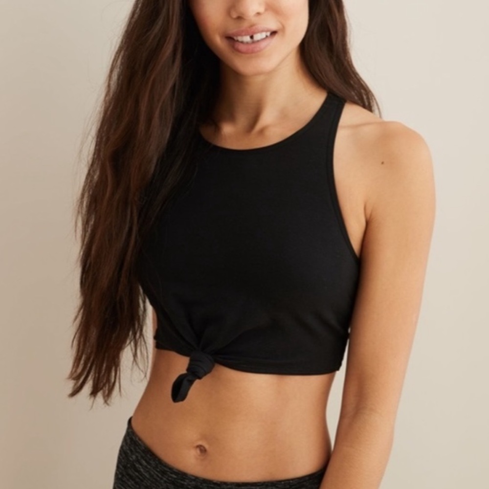 AERIE Knot Front Bra Black